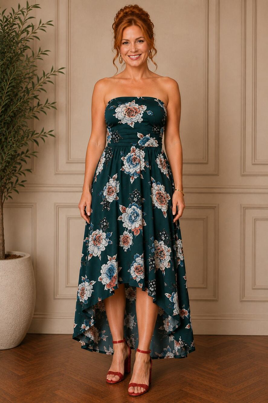 NWOT Maurice’s Green Floral Strapless Dress - Size 2X